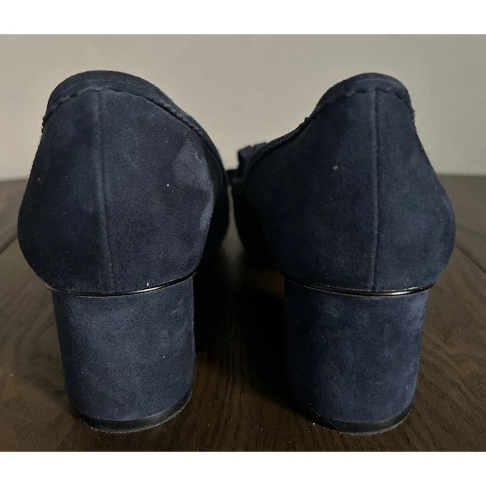 J. McLaughlin Reina Suede Loafer's Navy Blue with A Bamboo Inspired Bit Size 9.5